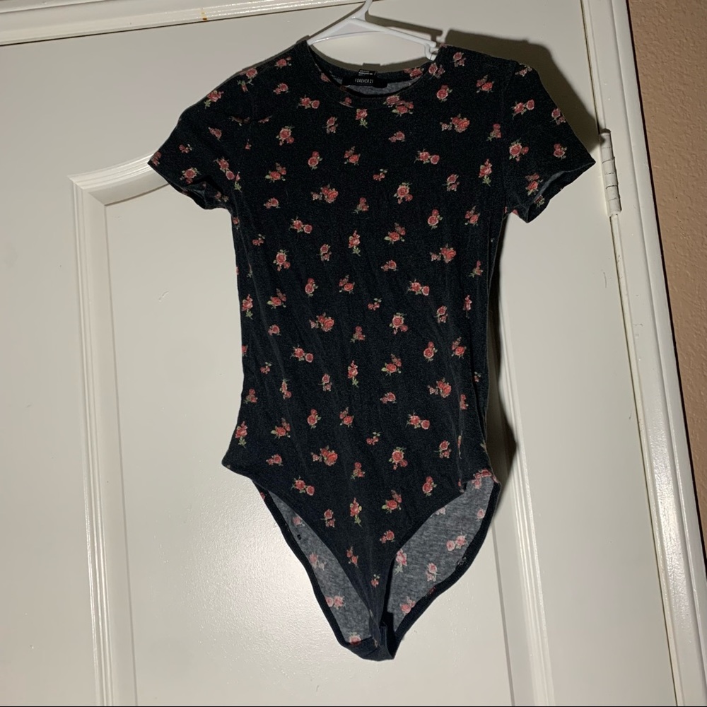 Black Rose Pattern Body Suit